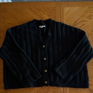 O'Neill Black Cable-Knit Button Front Cardigan